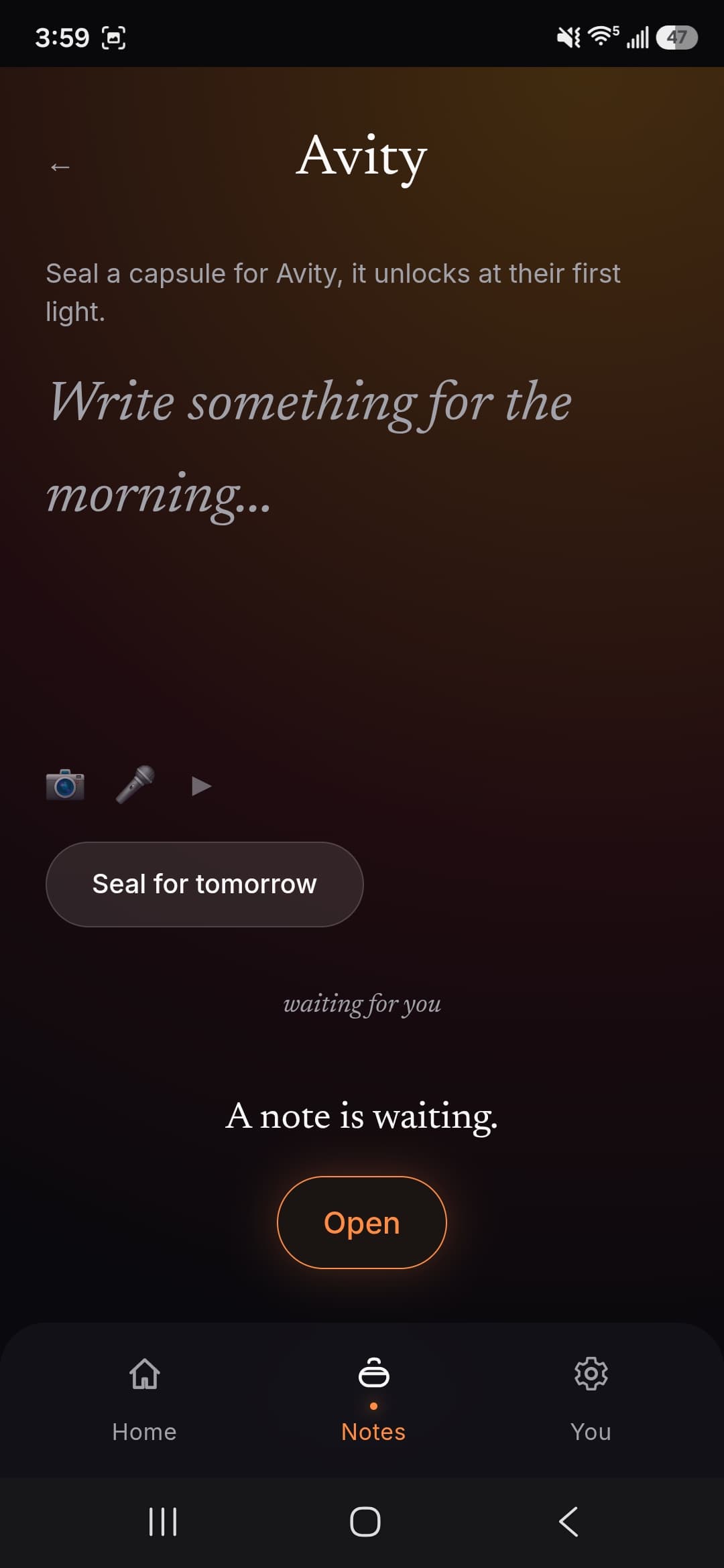First Light time-locked morning capsule message