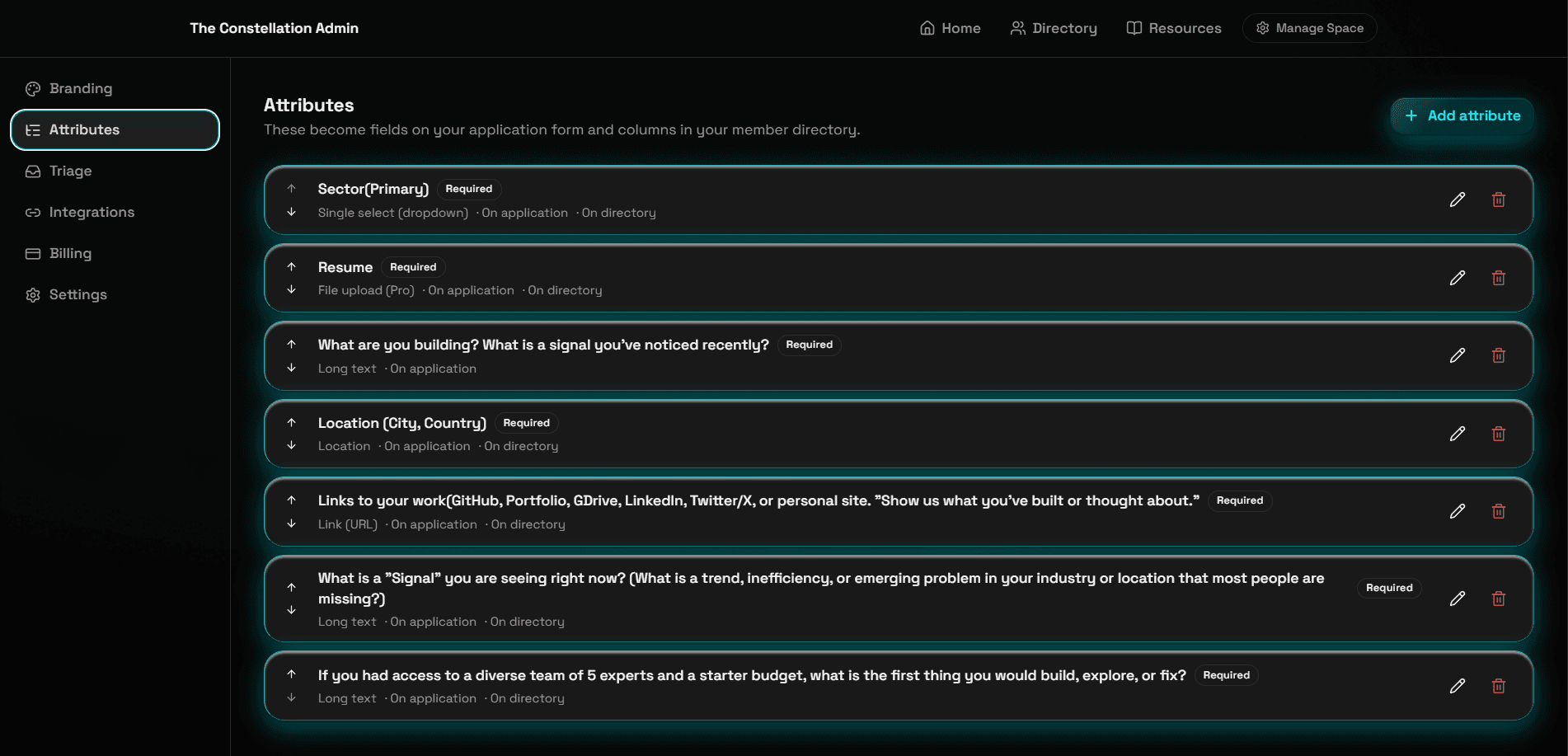 Genesis triage CRM Kanban board for reviewing applicants